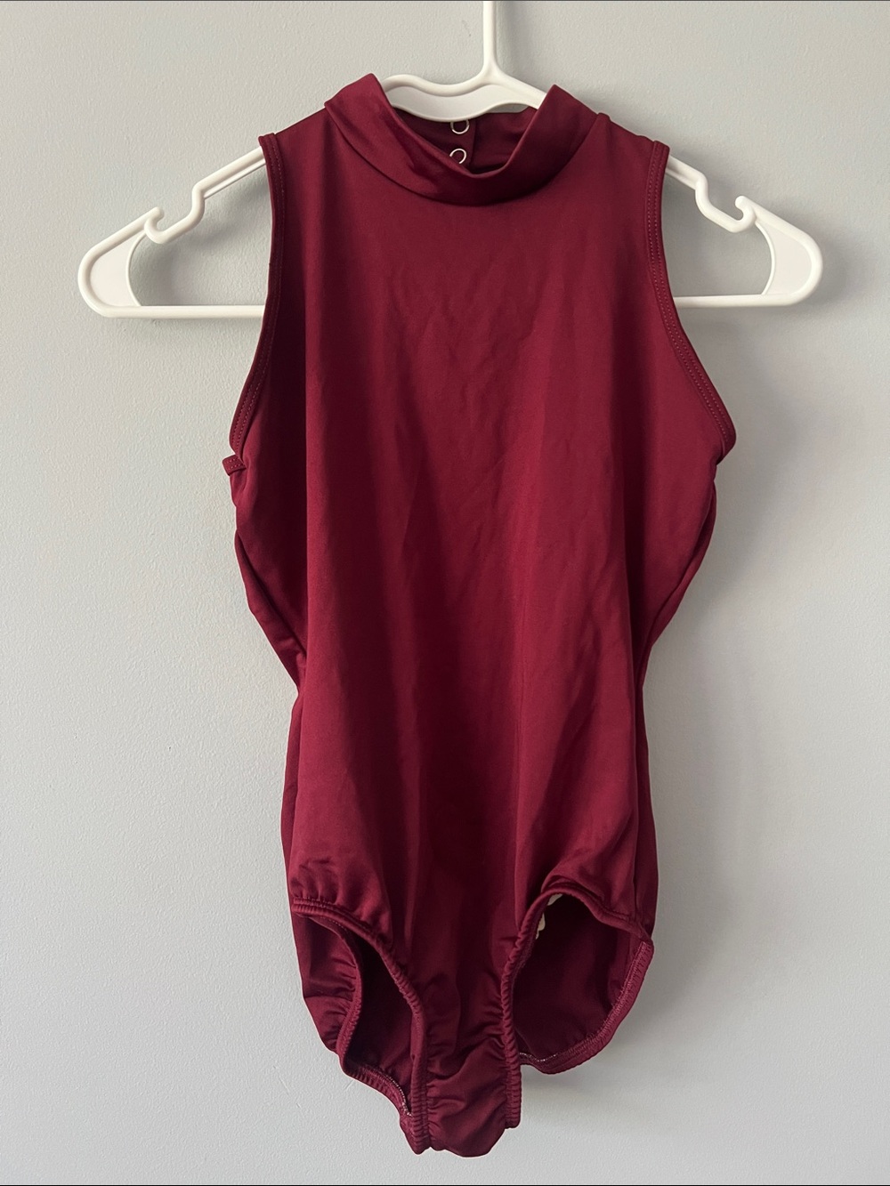 Sleeveless Mock Neck Leotard in Burgundy
